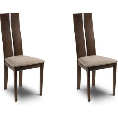 Cayman Set of 2 Dining Chairs Walnut Wood (Brown)