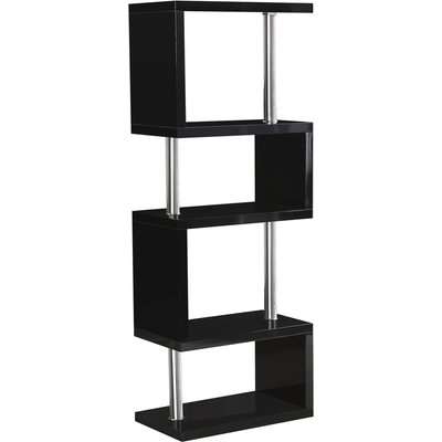Charisma 5 Shelf High Gloss Black Bookcase Black