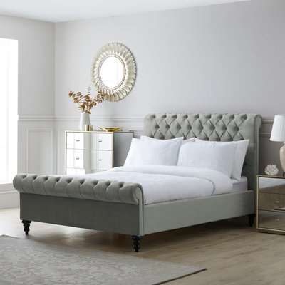 Classic Grey Chesterfield Bed Grey