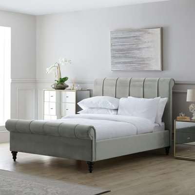 Classic Grey Pleated Bed Grey