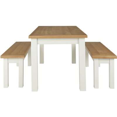 Compton Ivory Dining Table and Bench Set Cream