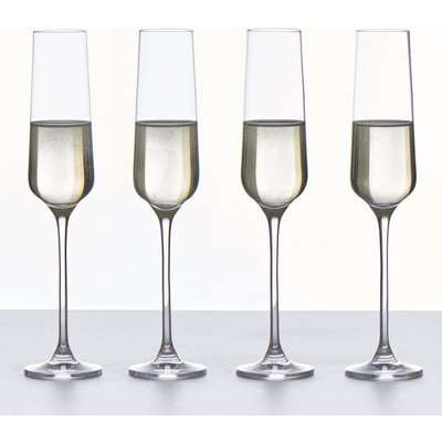 Set of 4 Connoisseur Crystal Glass Champagne Flutes Clear