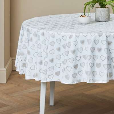 Country Heart Round PVC Tablecloth Cream