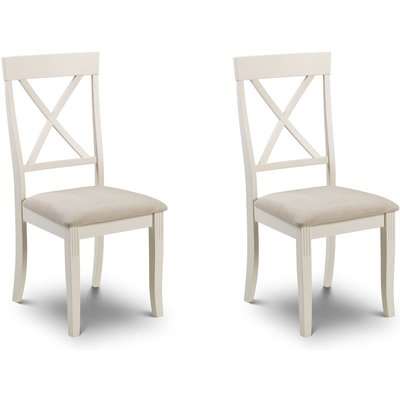 Davenport Set of 2 Dining Chairs Ivory Suede Effect Cream
