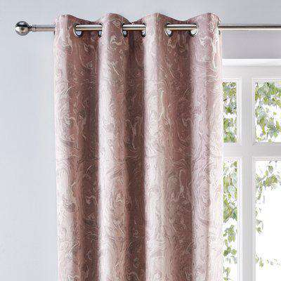 Diablo Marble Woven Eyelet Curtains Pink