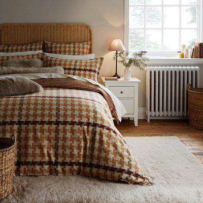 Dorma Hamish 100% Brushed Cotton Duvet Cover and Pillowcase Set Natural