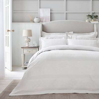 Dorma Purity Paloma 100% Cotton White Jacquard Duvet Cover White