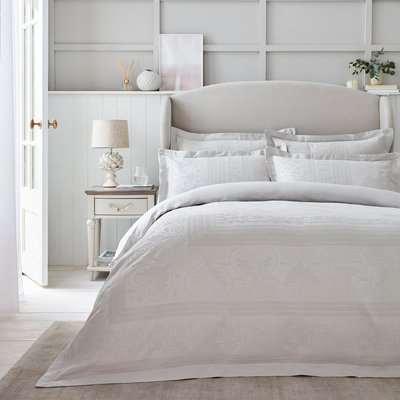 Dorma Purity Paloma 100% Cotton Grey Jacquard Duvet Cover Light Grey