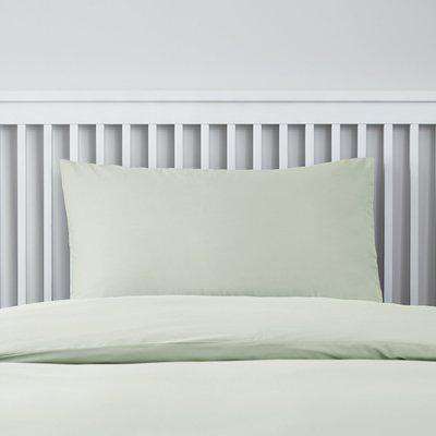 Easycare 100% Cotton Green Housewife Pillowcase Pair White