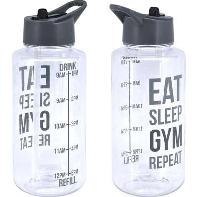 Eat Sleep 1L Water Bottle Clear and Grey