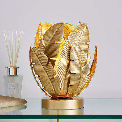 Farrah Palm Leaf Touch Table Lamp Gold Gold