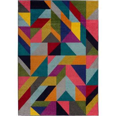 Frida Geometric Rug Blue, Yellow and Red