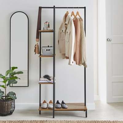 Fulton Clothes Rail with Shelves Beige
