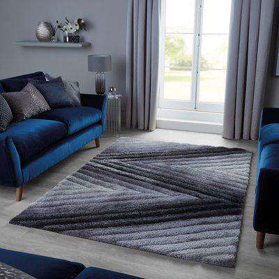 Carved Ombre Rug Grey and Black