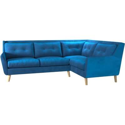 Halston Soft Velvet Corner Sofa Blue