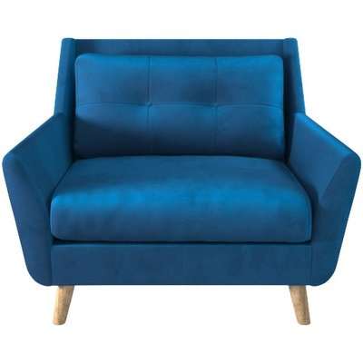 Halston Soft Velvet Snuggle Chair Blue