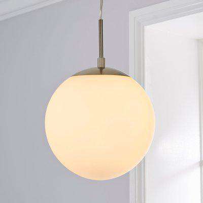 Hamptworth 1 Light Pendant Dome Frosted Glass Ceiling Fitting Silver