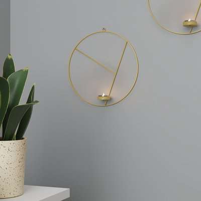 Hanging LED Tealight Plaque Gold Gold