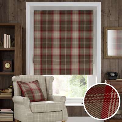 Highland Check Red Blackout Roman Blind Red / Brown