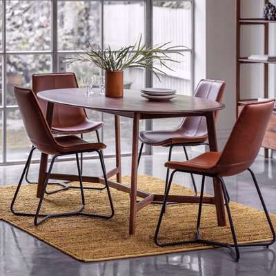Hinton Oval Walnut Dining Table Brown
