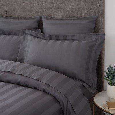 Hotel Egyptian Cotton 230 Thread Count Stripe Oxford Pillowcase Charcoal