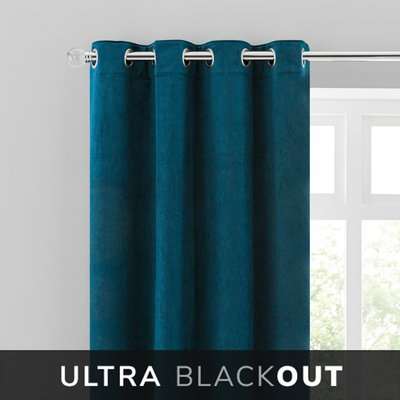 Isla Thermal Blackout Ultra Teal Eyelet Curtains Blue