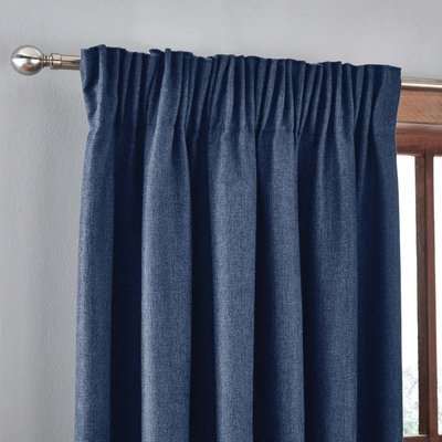 Jennings Navy Thermal Pencil Pleat Curtains Navy Blue