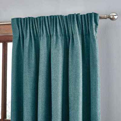 Jennings Peacock Thermal Pencil Pleat Curtains Blue