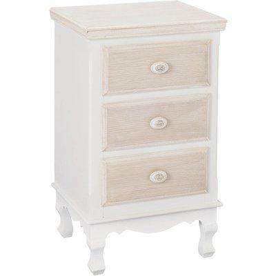 Jule White 3 Drawer Bedside Table White/Brown