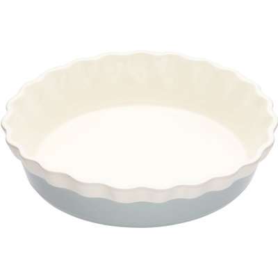 KitchenCraft Round Fluted Pie Dish Cream and Blue