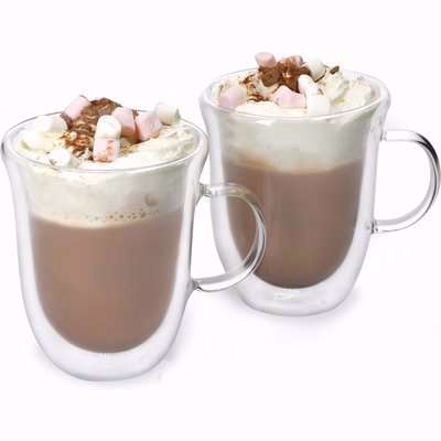 La Cafetiere Set of 2 Double Walled Hot Chocolate Mugs Clear