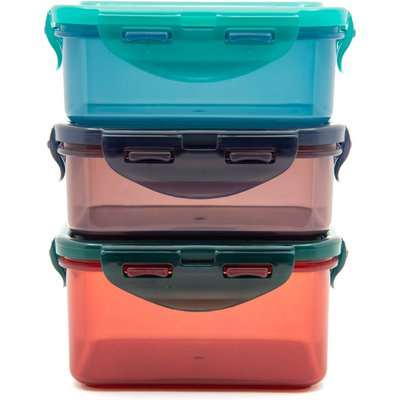 Lock & Lock Pack of 3 Eco Food Storage Containers Blue, Green and Orange