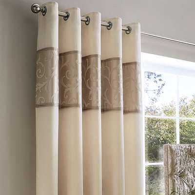 Lucia Natural Thermal Eyelet Curtains Brown