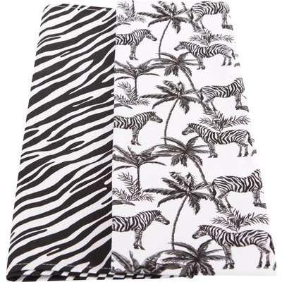 Madagascar Zebra Twin Pack of Tea Towels Black and White