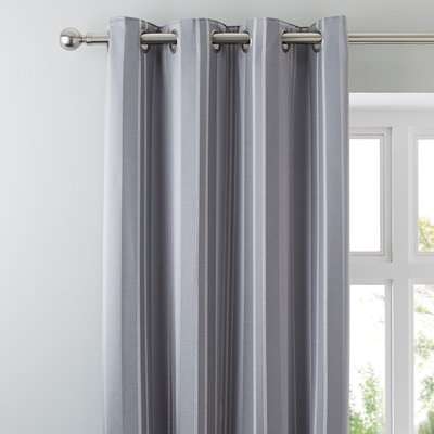 Manhattan Silver Eyelet Curtains Silver, Grey and White