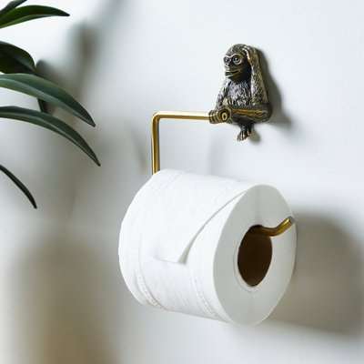 Monkey Toilet Roll Holder Brass Gold