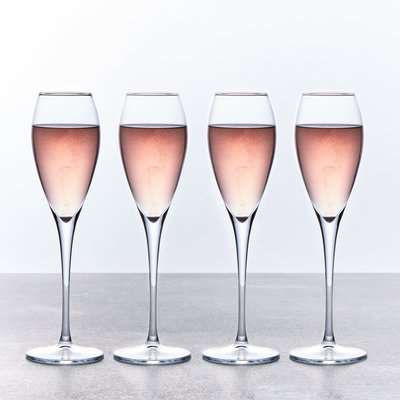 Set of 4 Champagne Flutes Clear