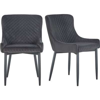 Montreal Set of 2 Dining Chairs Charcoal Velvet Charcoal
