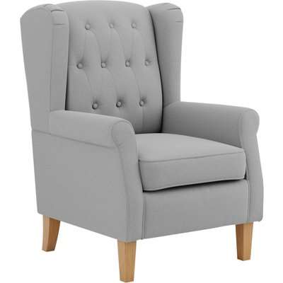 Oswald Button Back Faux Wool Wingback Armchair Grey