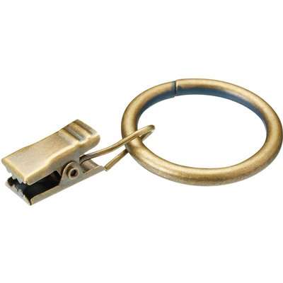 Pack of 12 25mm Curtain Rings with Clips Brown