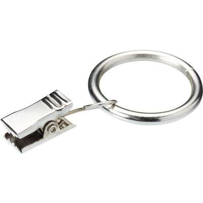 Pack of 12 25mm Curtain Rings with Clips Silver