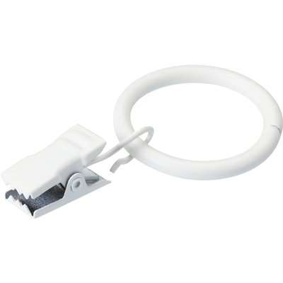 Pack of 12 25mm Curtain Rings with Clips White