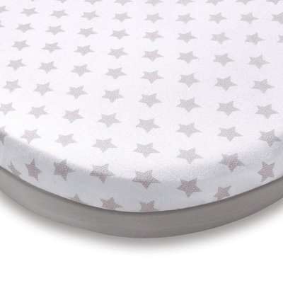 Pack of 2 Grey Star Jersey 100% Cotton Moses Basket Fitted Sheets Grey