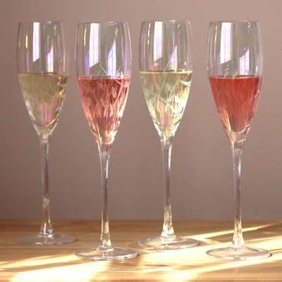 Set of 4 Cut Lustre Champagne Flutes Clear