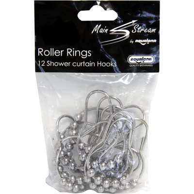 Roller Rings Pack of 12 Shower Curtain Hooks Silver