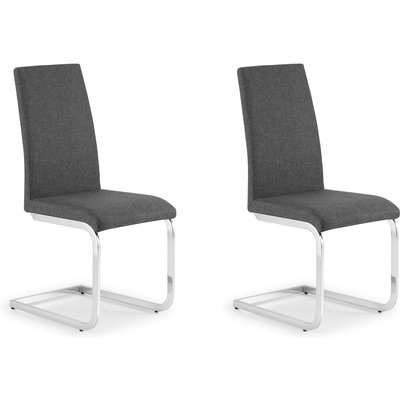 Roma Set of 2 Dining Chairs Grey Fabric Grey