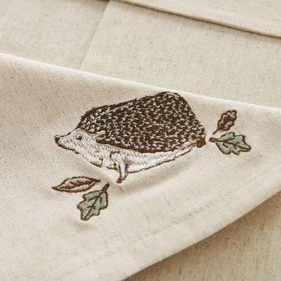 Set of 4 Hedgehog Embroidered Napkins Natural