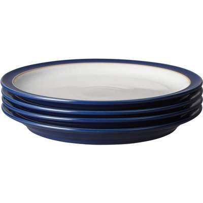 Set of Four Denby Elements Dark Blue Dinner Plates Blue