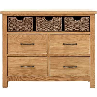 Sidmouth Oak Sideboard With Baskets Light Brown / Natural