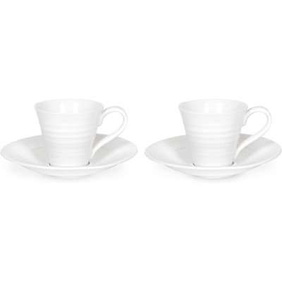Sophie Conran for Portmeirion Set of 2 White Espresso Cups and Saucers White